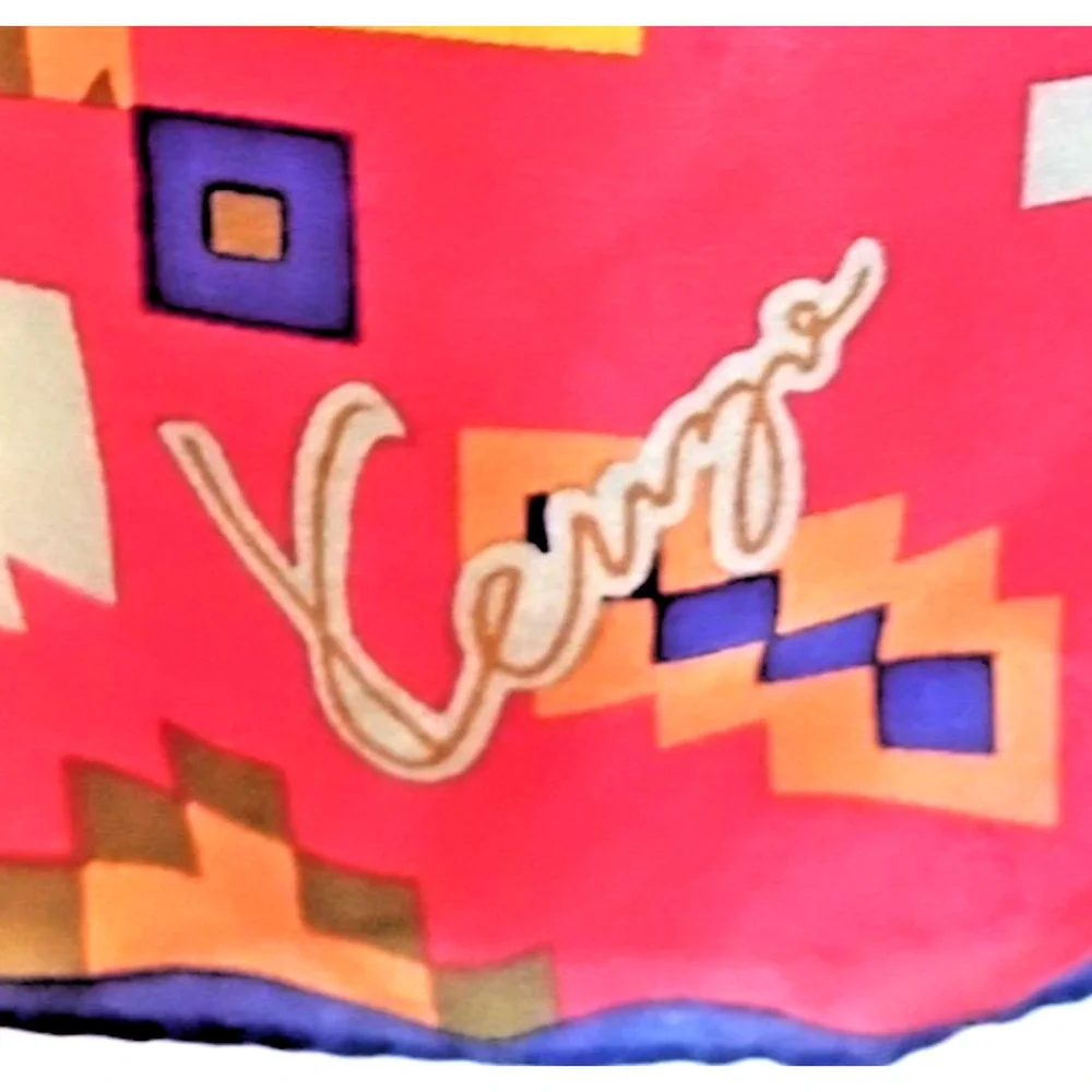 Kenzo Silk Satin Square Scarf Geometric Ikat Diamond Dopamine Festival Bold